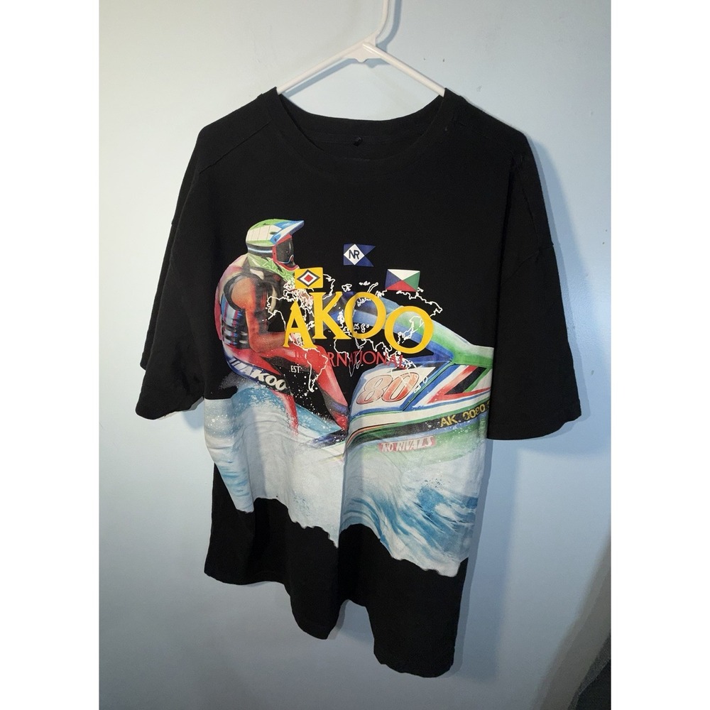AKOO Men's T Shirt International Jet Ski Short Sleeve Black Size 3XL